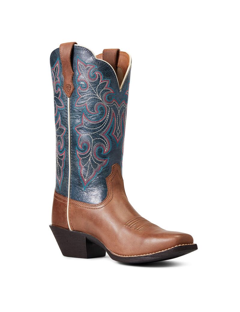 Ariat Round Up Square Toe Western Boot Storming Brown | GXDVBF-374