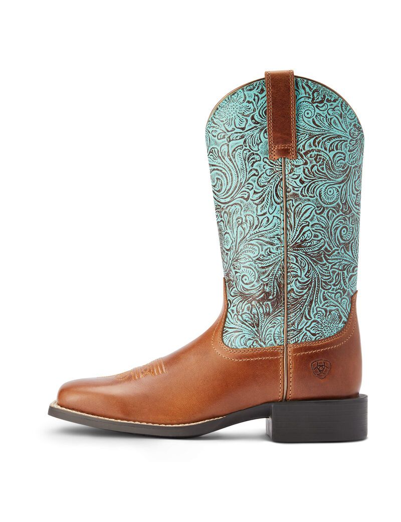 Ariat Round Up Wide Square Toe Western Boot Beduino Brown | ABEHSR-058