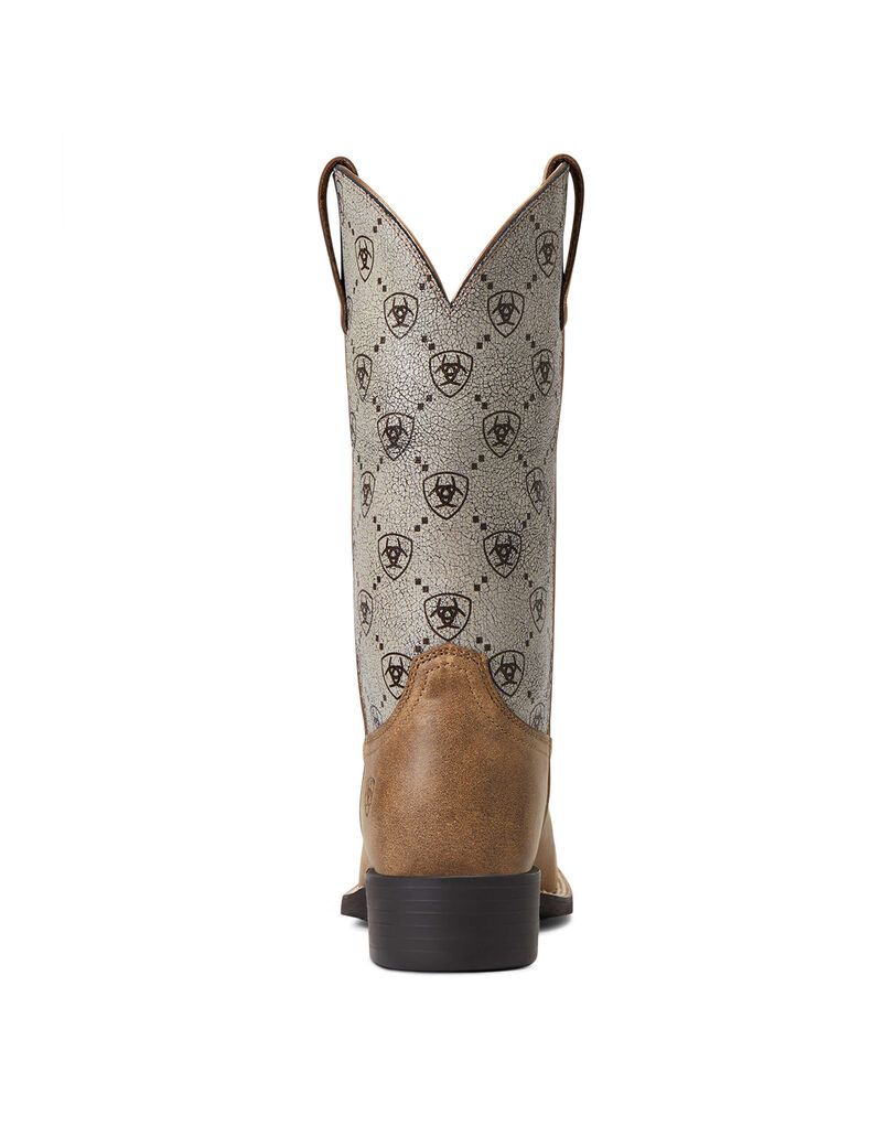 Ariat Round Up Wide Square Toe Western Boot Brown Bomber | LCYPEW-408