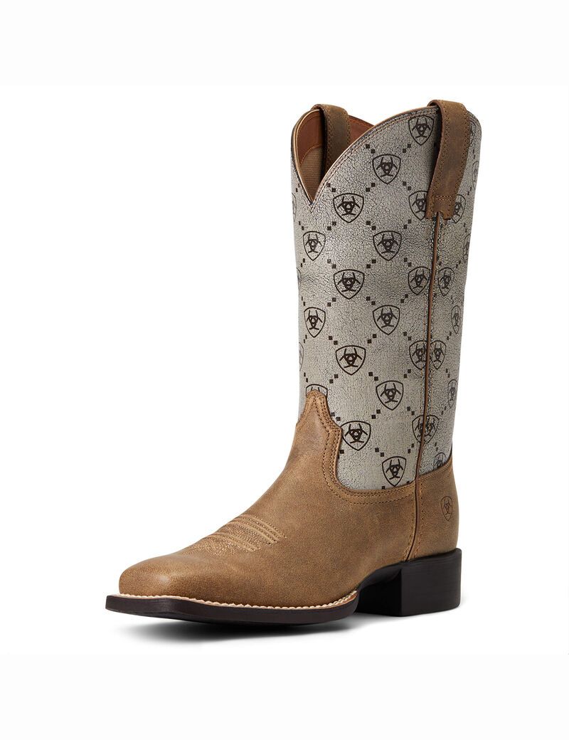 Ariat Round Up Wide Square Toe Western Boot Brown Bomber | LCYPEW-408