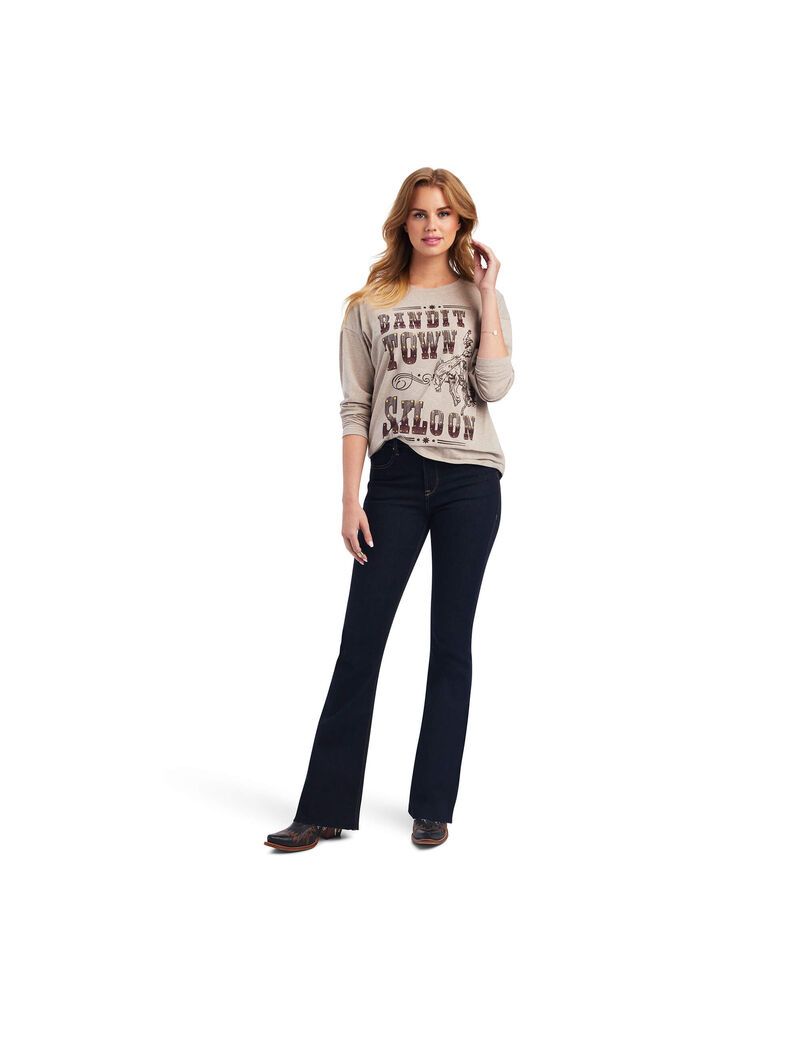 Ariat Saloon Top Brown Oatmeal Heather | FOHBPU-852