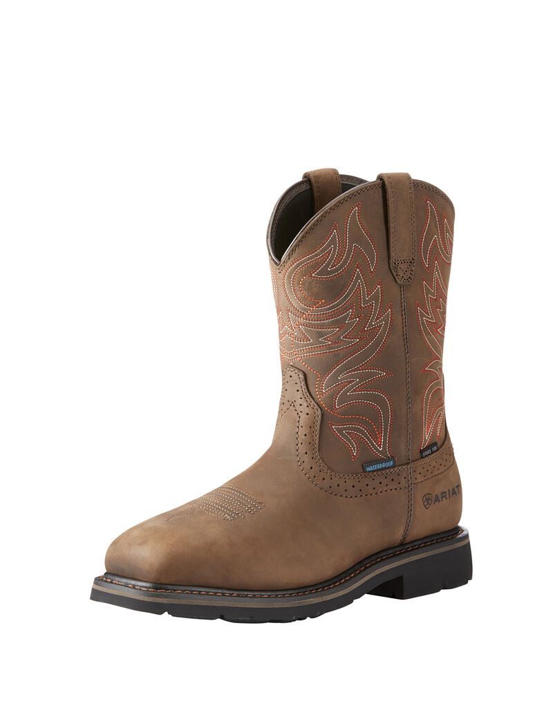 Ariat Sierra Delta Waterproof Steel Toe Work Boot Oily Distressed Brown | PECGVQ-720