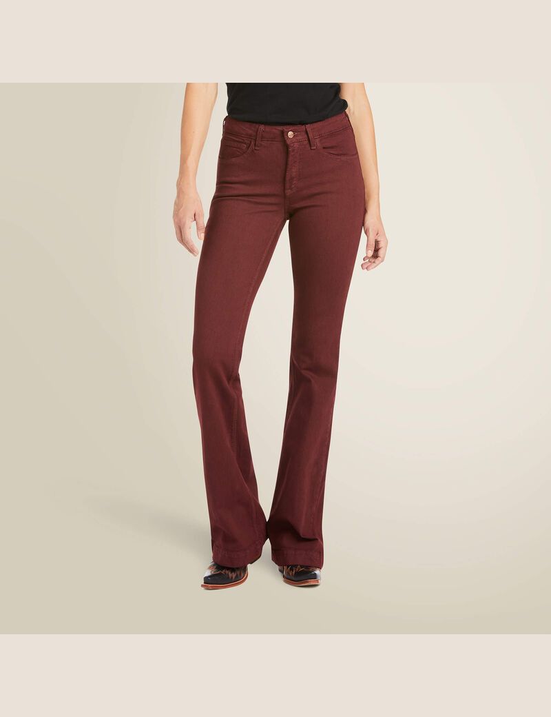 Ariat Slim Trouser Ella Wide Leg Jean Cherry Mahogany | XJMLZC-514