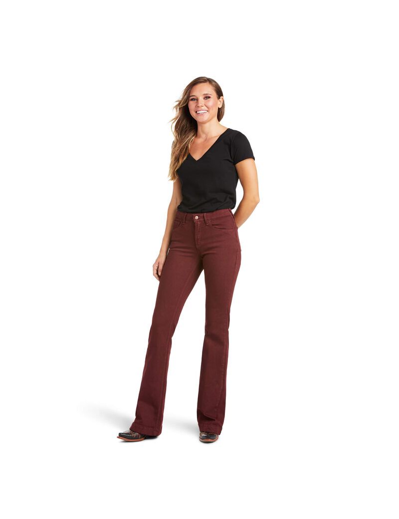 Ariat Slim Trouser Ella Wide Leg Jean Cherry Mahogany | XJMLZC-514