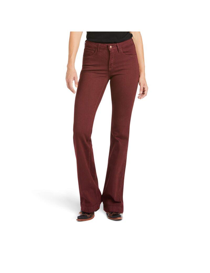 Ariat Slim Trouser Ella Wide Leg Jean Cherry Mahogany | XJMLZC-514