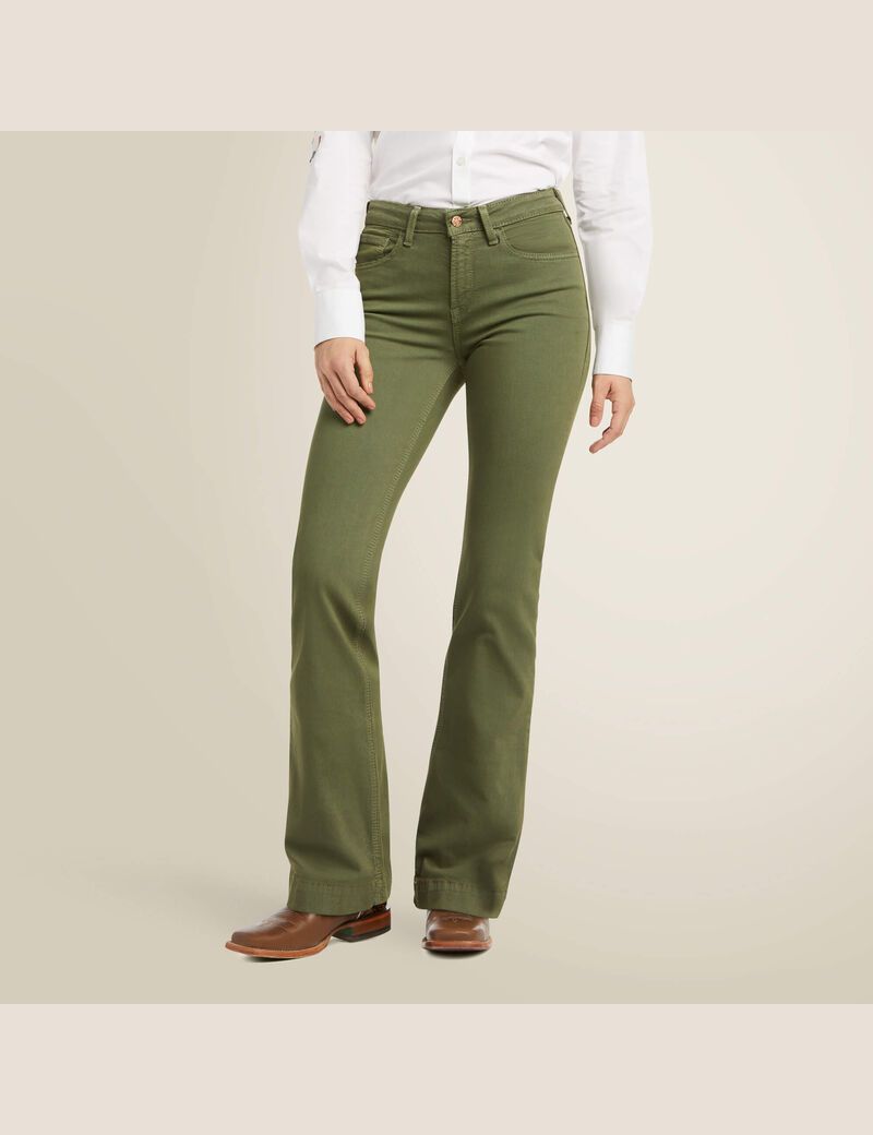 Ariat Slim Trouser Ella Wide Leg Jean Military Green | VWCSAN-526