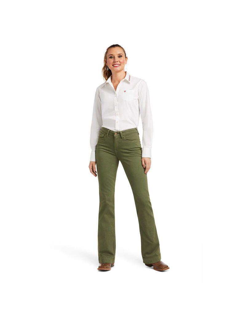 Ariat Slim Trouser Ella Wide Leg Jean Military Green | VWCSAN-526