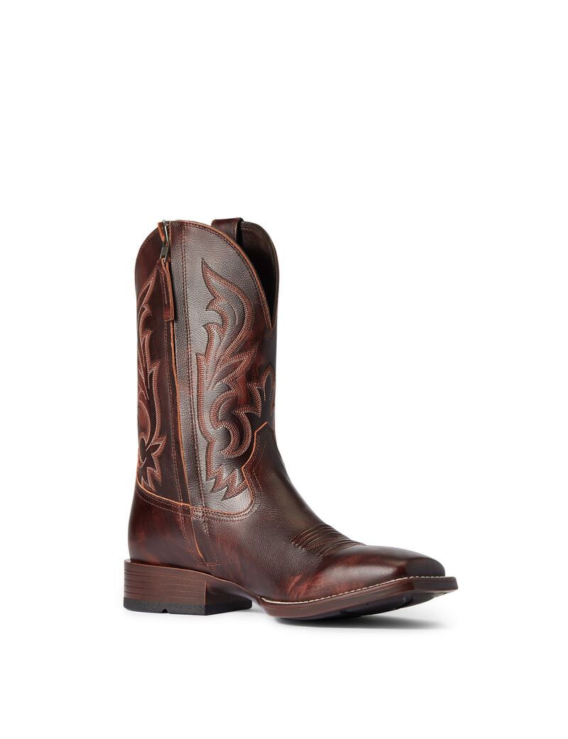 Ariat Slim Zip Ultra Western Boot Hand Stained Red - Brown | RATMNI-632