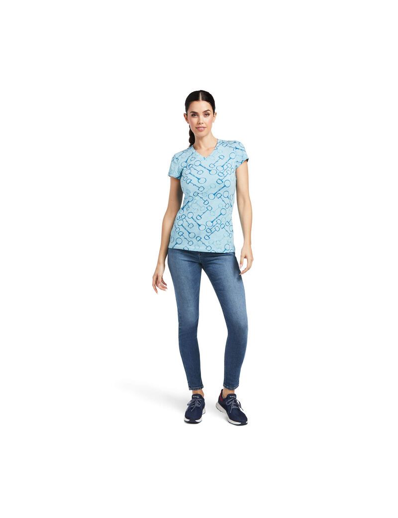 Ariat Snaffle T-Shirt Milky Blue Heather | HLPKTO-859