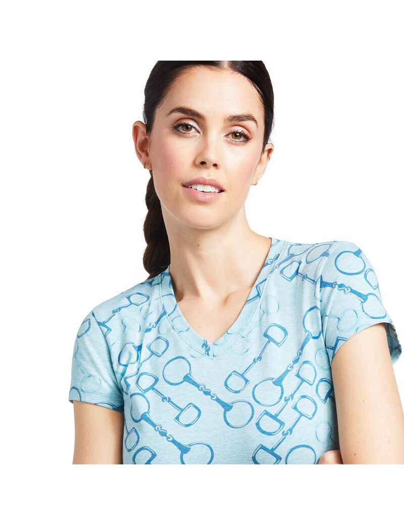 Ariat Snaffle T-Shirt Milky Blue Heather | HLPKTO-859