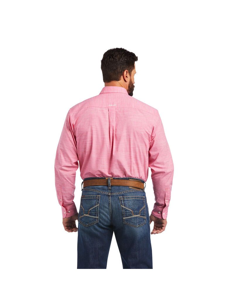 Ariat Solid Slub Classic Fit Shirt Bright Rose | FRIUJX-651