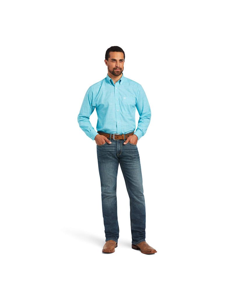 Ariat Solid Slub Classic Fit Shirt Merman | FWEOYT-432