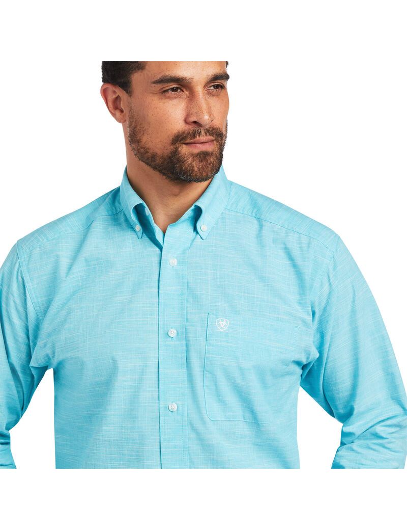 Ariat Solid Slub Classic Fit Shirt Merman | FWEOYT-432