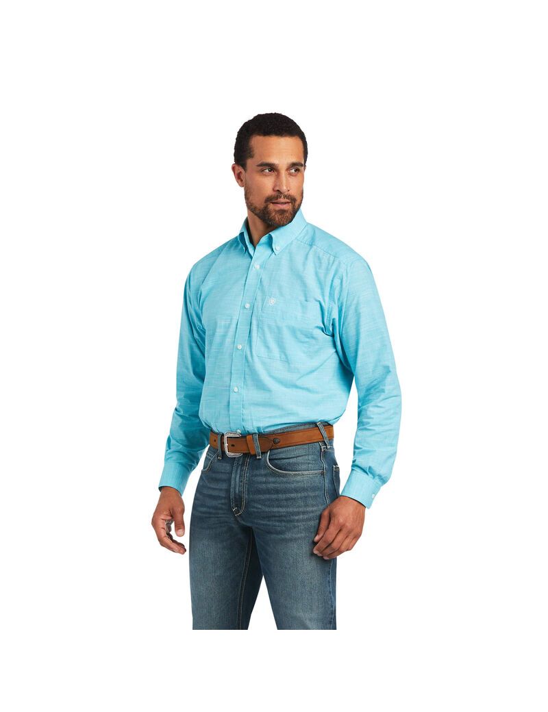 Ariat Solid Slub Classic Fit Shirt Merman | FWEOYT-432