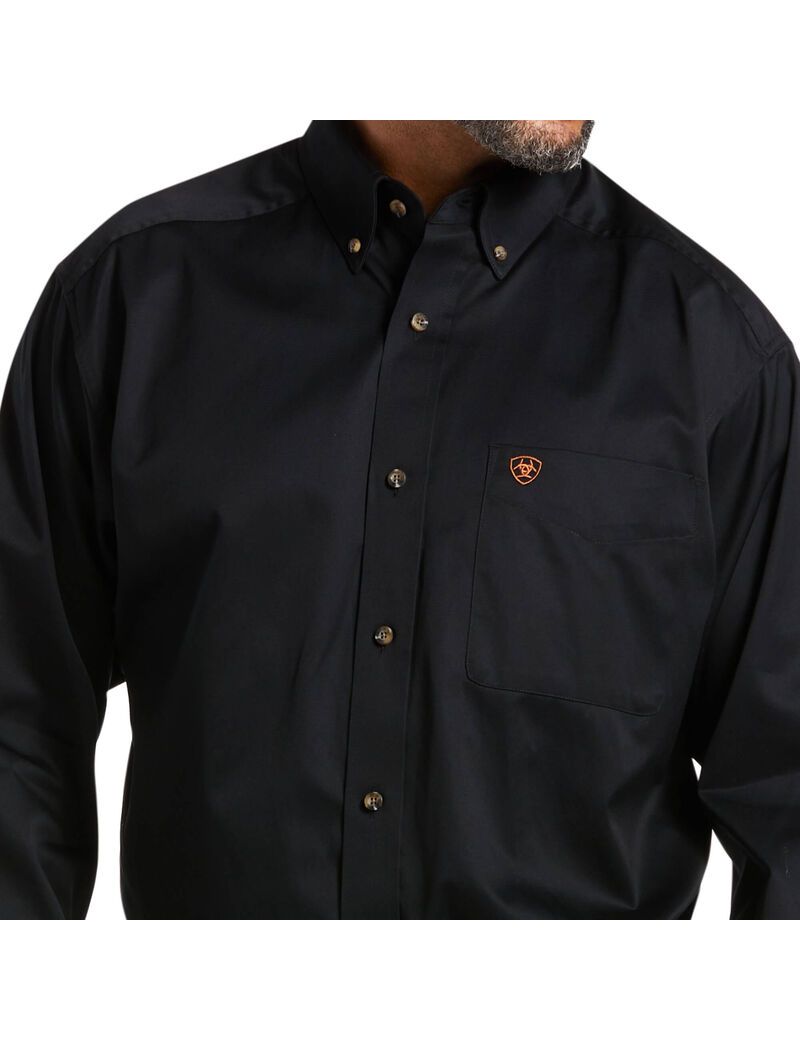 Ariat Solid Twill Classic Fit Shirt Black | QHEILX-740