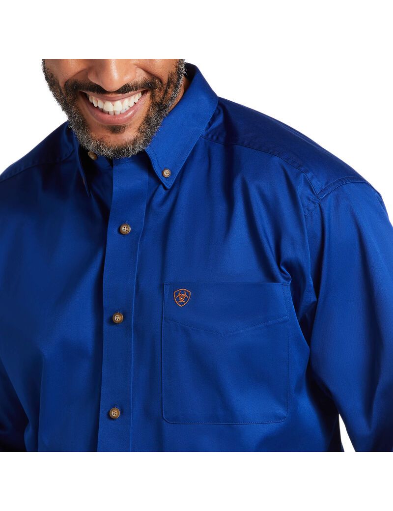 Ariat Solid Twill Classic Fit Shirt Ultramarine | JZQOYR-497