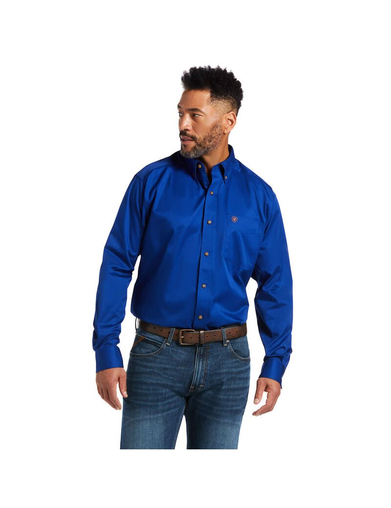 Ariat Solid Twill Classic Fit Shirt Ultramarine | JZQOYR-497