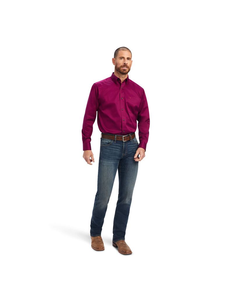 Ariat Solid Twill Shirt Magenta Purple | UJQFPD-215