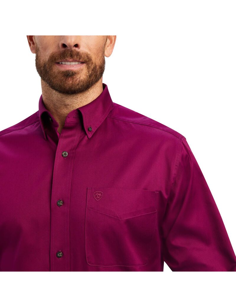 Ariat Solid Twill Shirt Magenta Purple | UJQFPD-215