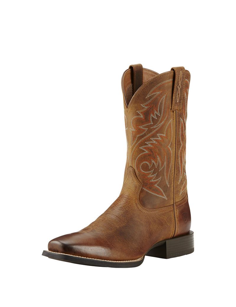 Ariat Sport Herdsman Western Boot Powder Brown | NSEKOH-150