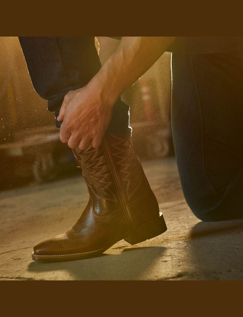 Ariat Sport Knockout Western Boot Brooklyn Brown | VPWTCX-247