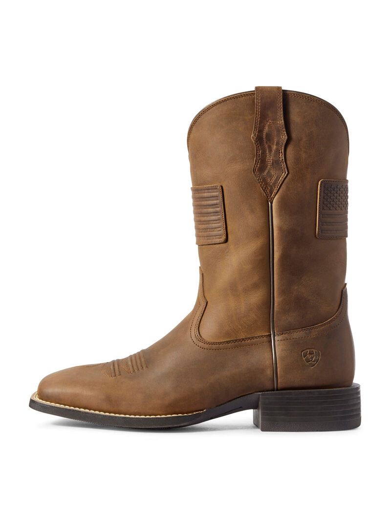 Ariat Sport Patriot II Western Boot Distressed Tan | XBUPVD-164