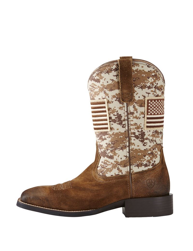 Ariat Sport Patriot Western Boot Antique Mocha Suede | ZTRIUX-238