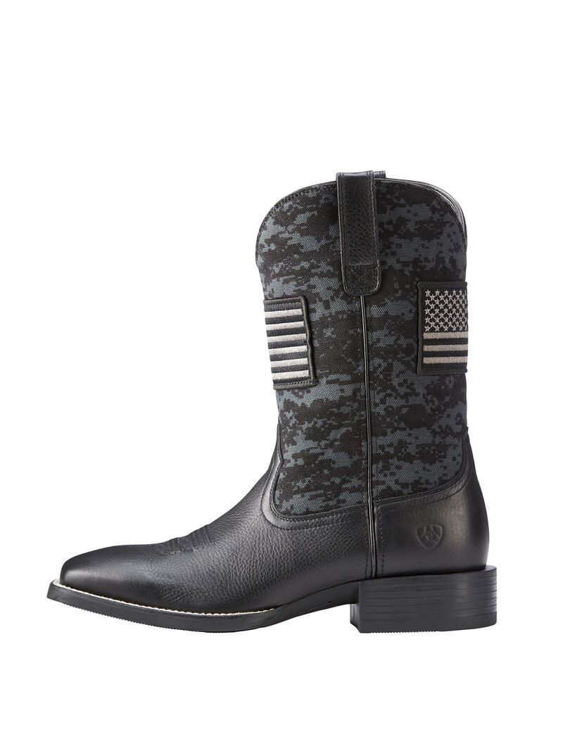 Ariat Sport Patriot Western Boot Black Deertan | BFNUZX-893