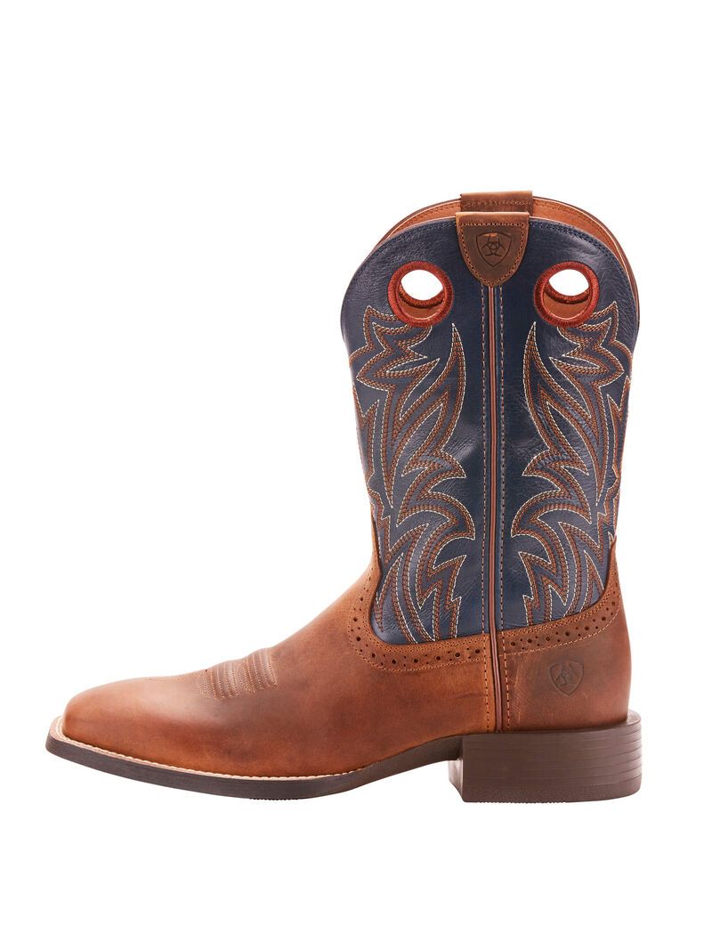 Ariat Sport Sidebet Western Boot Distressed Brown | RGUCZD-216