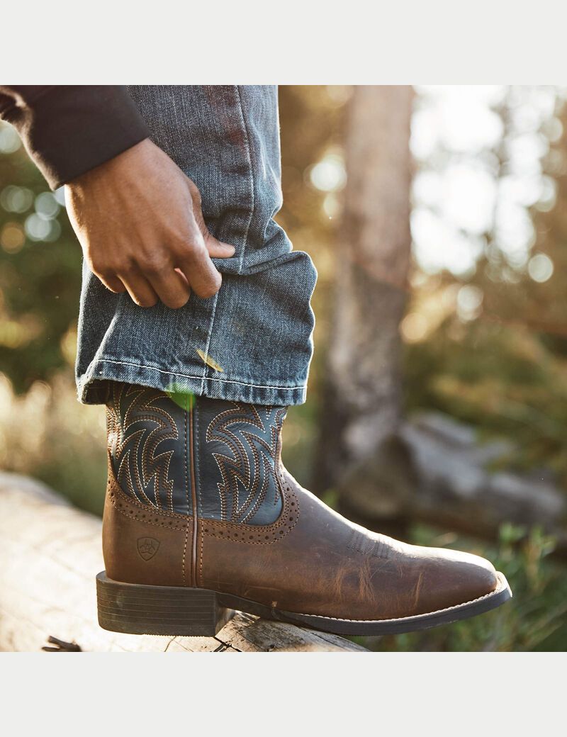 Ariat Sport Sidebet Western Boot Distressed Brown | RGUCZD-216