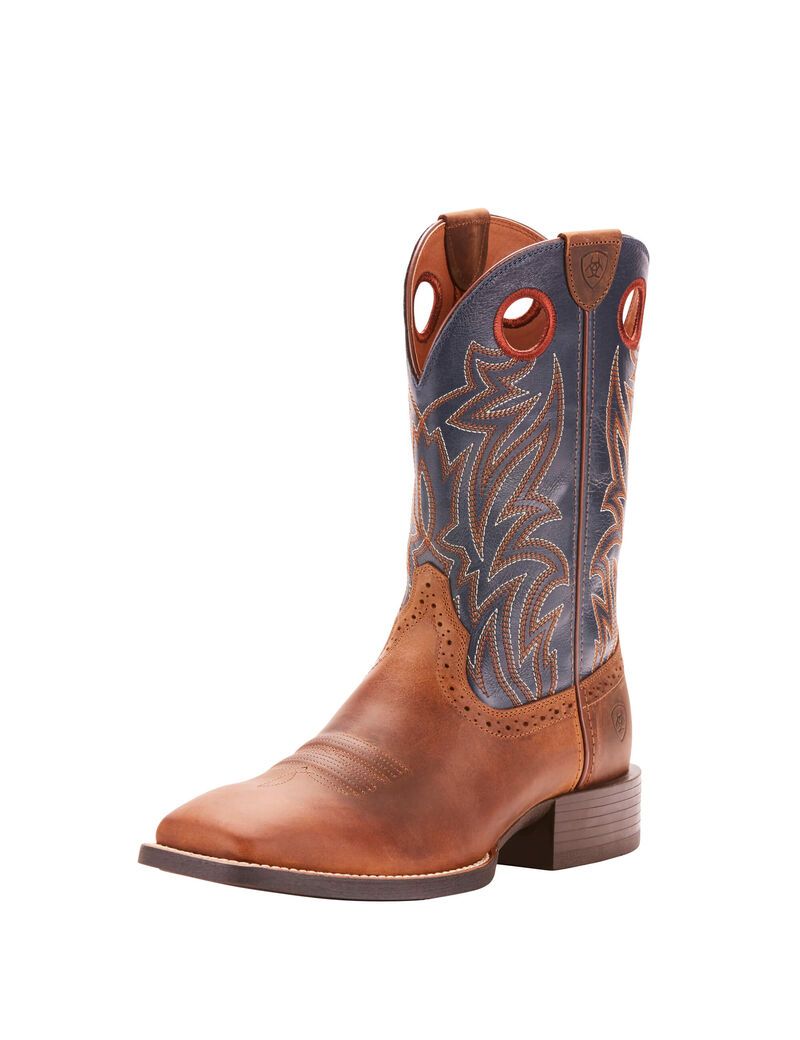 Ariat Sport Sidebet Western Boot Distressed Brown | RGUCZD-216