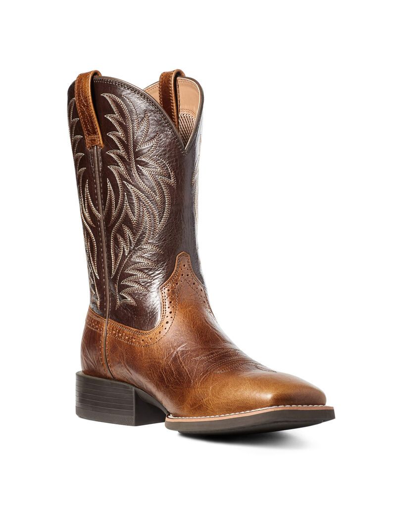 Ariat Sport Wide Square Toe Western Boot Tan Bomber | PQRHVY-920