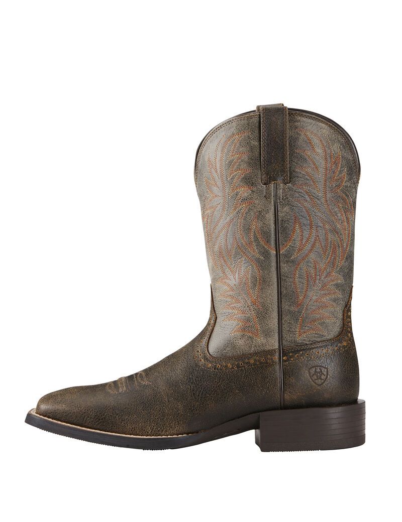 Ariat Sport Wide Square Toe Western Boot Brooklyn Brown | WHKLGJ-503