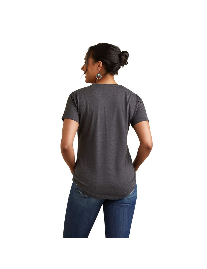 Ariat Spur Script Tee T-Shirt Charcoal Heather | RBHQOT-361