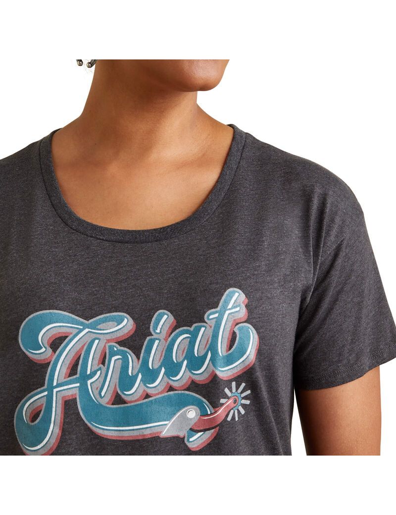 Ariat Spur Script Tee T-Shirt Charcoal Heather | RBHQOT-361