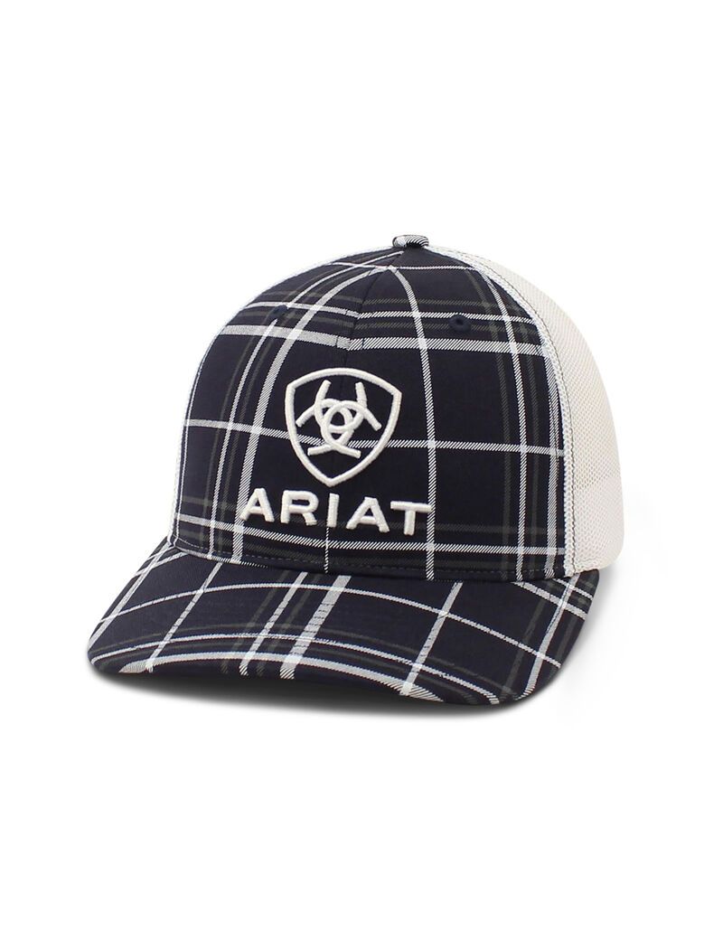 Ariat Stacked Logo Cap Black Plaid | KPTYJI-981