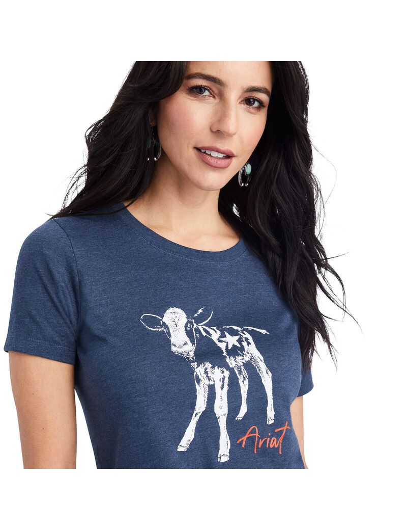 Ariat Star Calf Tee Navy Heather | MBFGDS-472