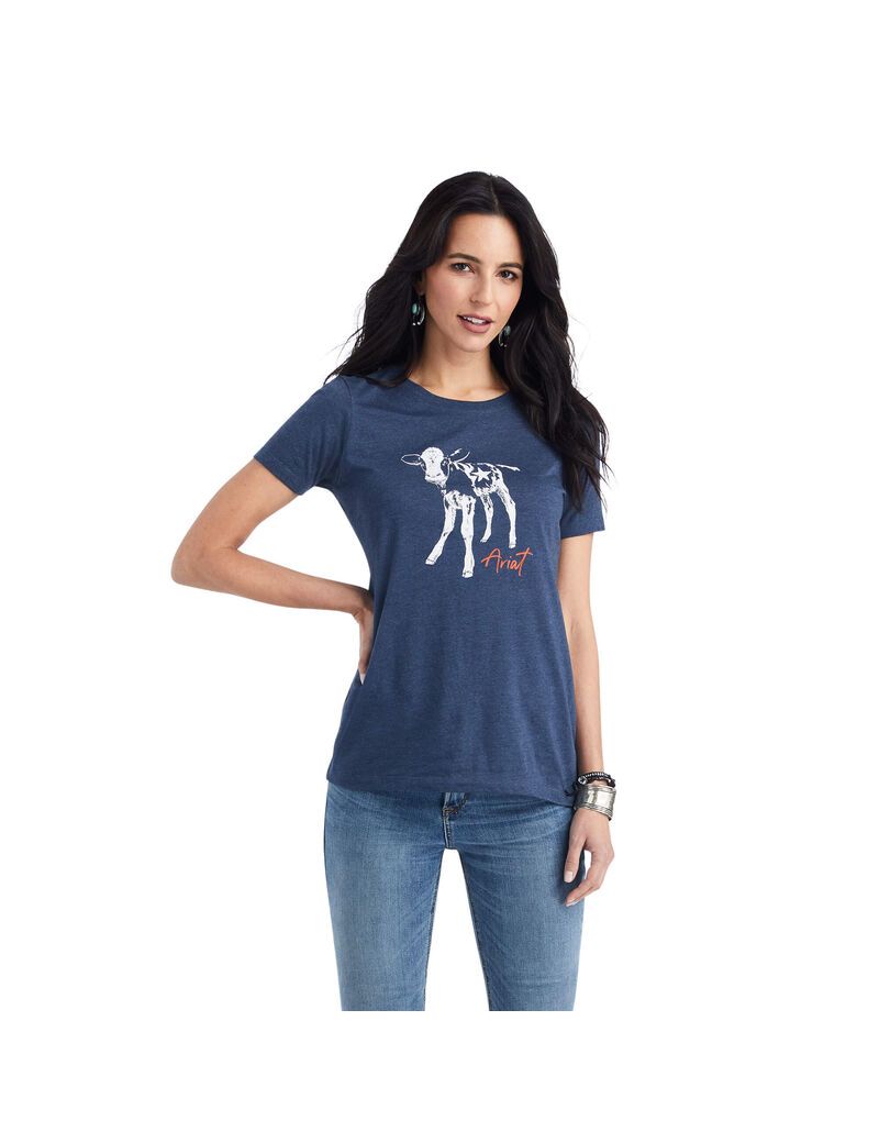 Ariat Star Calf Tee Navy Heather | MBFGDS-472