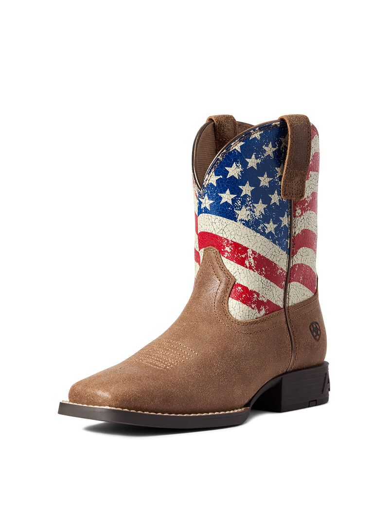 Ariat Stars and Stripes Western Boot Authentic Brown | MQCZWU-684