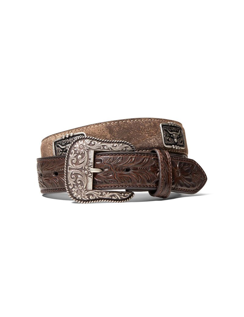 Ariat Steer Head Concho Belt Brown | BFZYHX-390