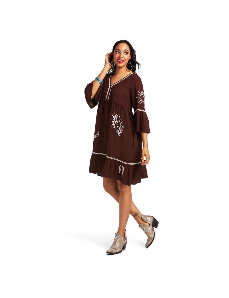 Ariat Stories Dress Deep Mahogany | UHWGJL-962