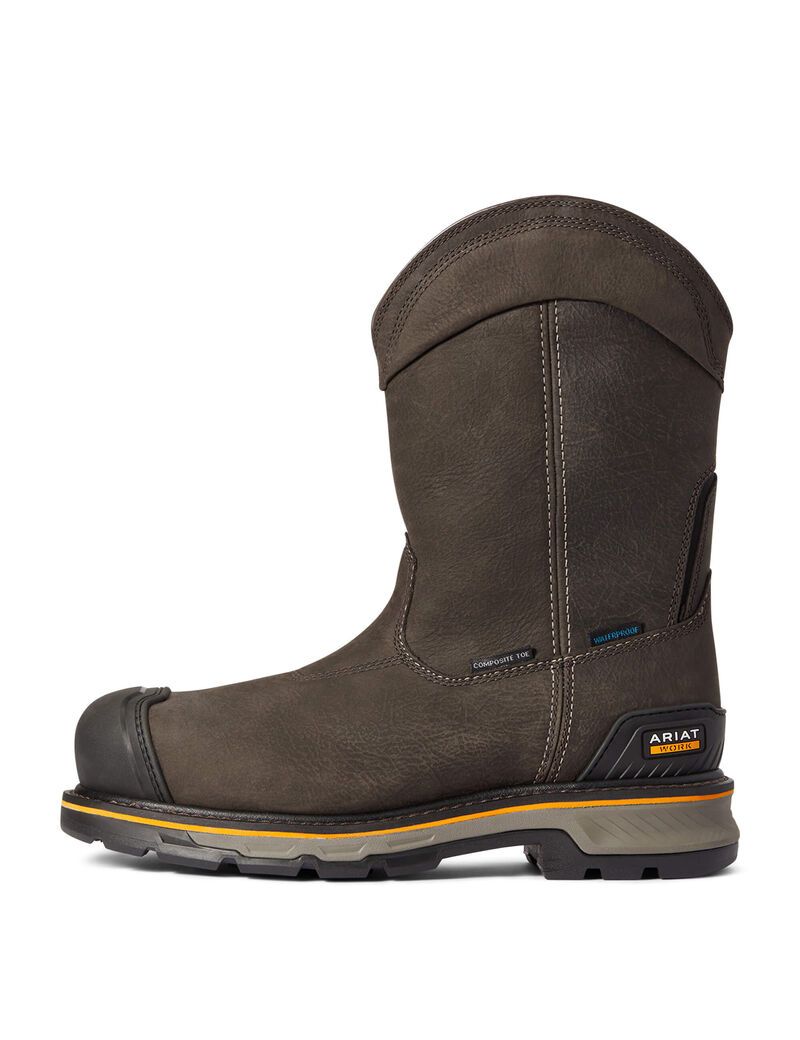 Ariat Stump Jumper Pull-On Waterproof Composite Toe Work Boot Iron Coffee | ZRMCUN-208