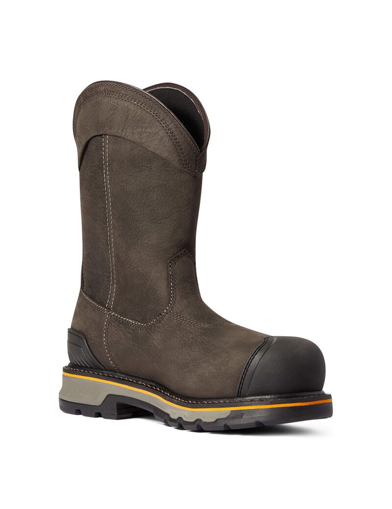 Ariat Stump Jumper Pull-On Waterproof Composite Toe Work Boot Iron Coffee | ZRMCUN-208