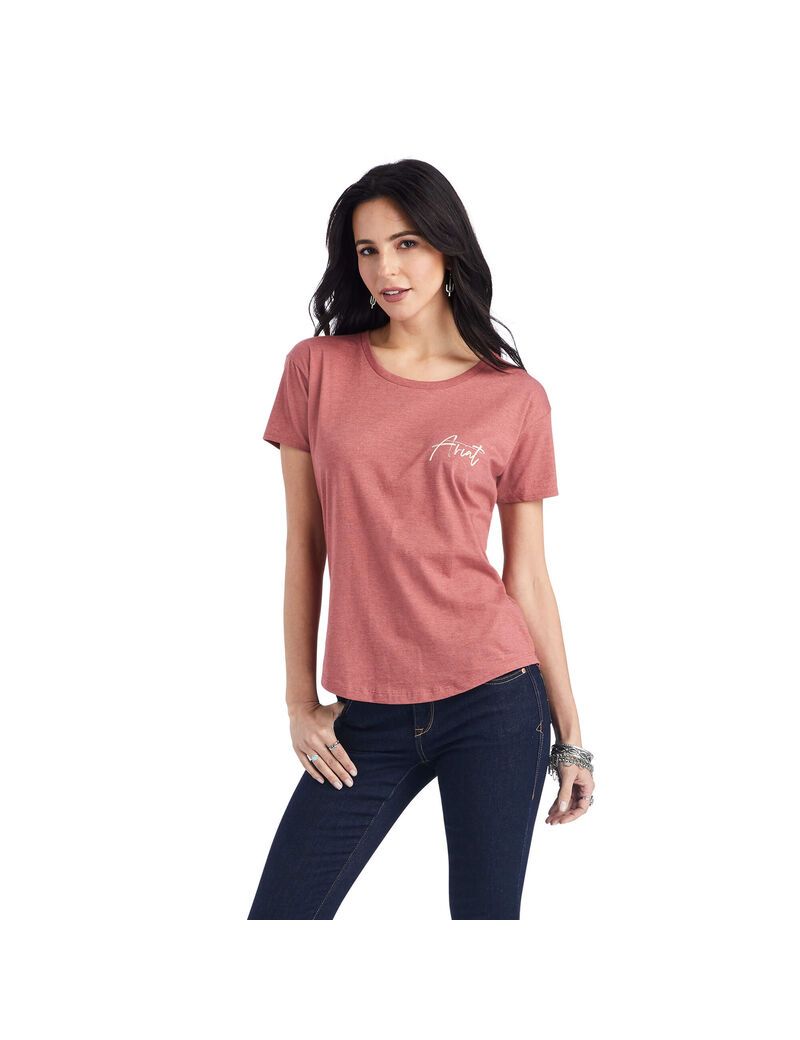 Ariat Sunset Lockup Tee Red Clay Heather | QAEURF-697