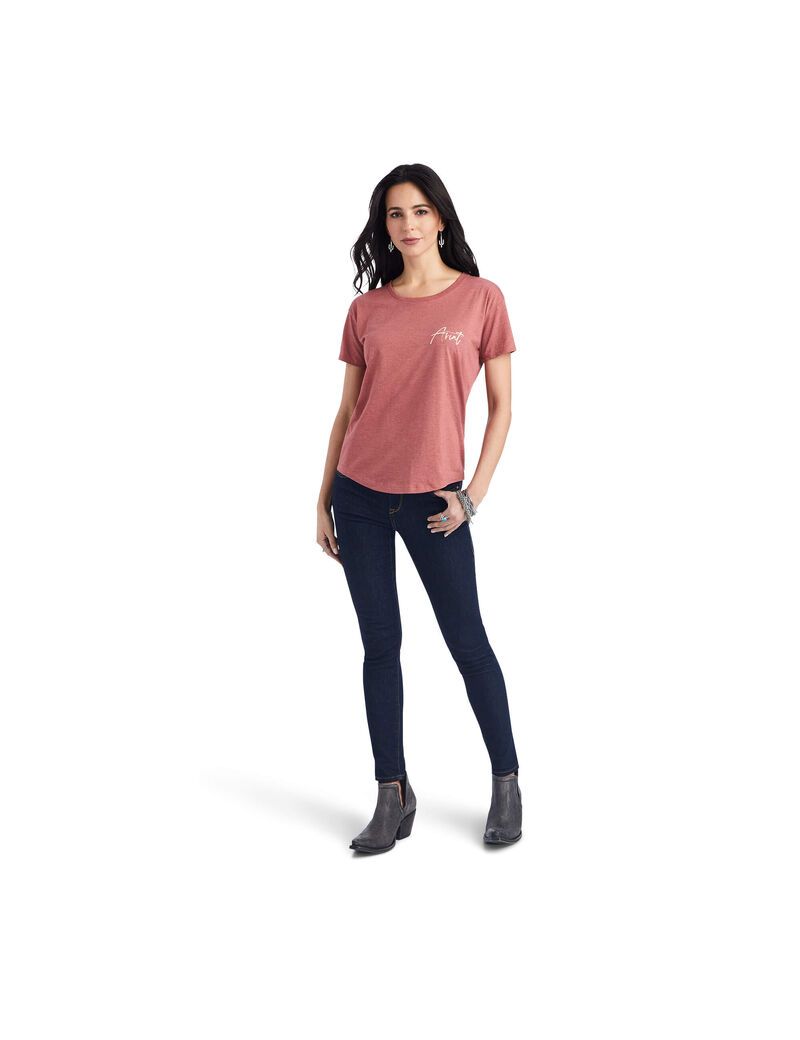 Ariat Sunset Lockup Tee Red Clay Heather | QAEURF-697