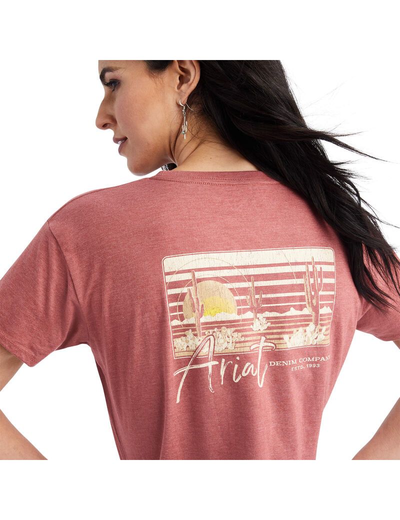 Ariat Sunset Lockup Tee Red Clay Heather | QAEURF-697