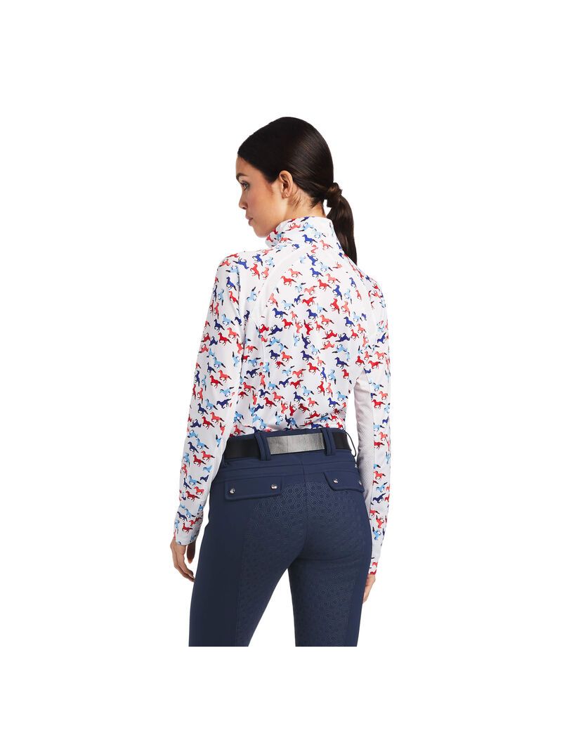 Ariat Sunstopper 2.0 1/4 Zip Baselayer Gallop Print | RSUEDV-157