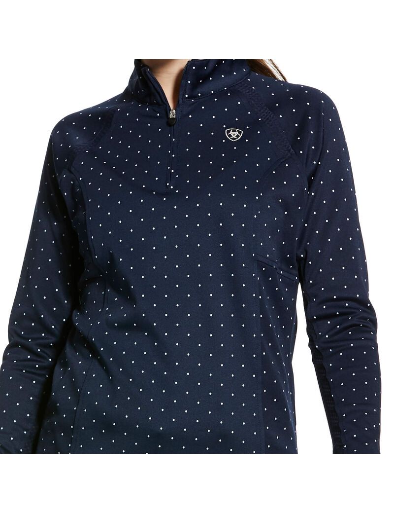 Ariat Sunstopper 2.0 1/4 Zip Baselayer Navy Dot | CNYEKL-257