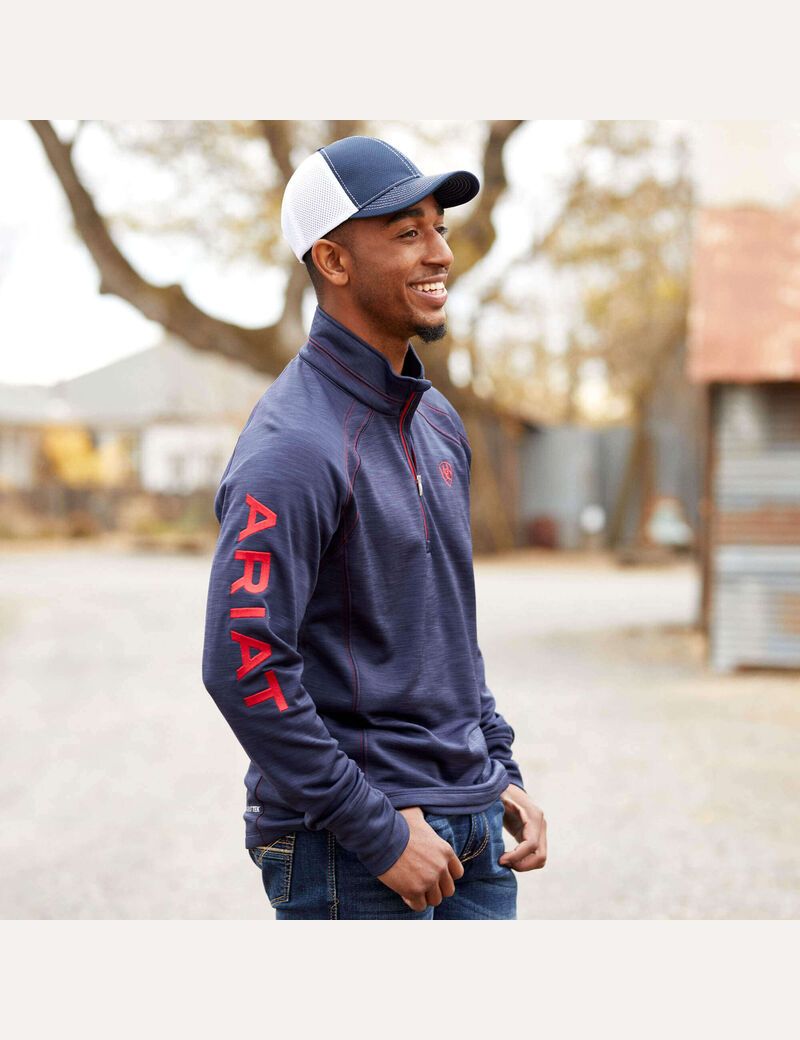 Ariat TEK Team 1/2 Zip Sweatshirt Navy Heather | MBYQWL-694