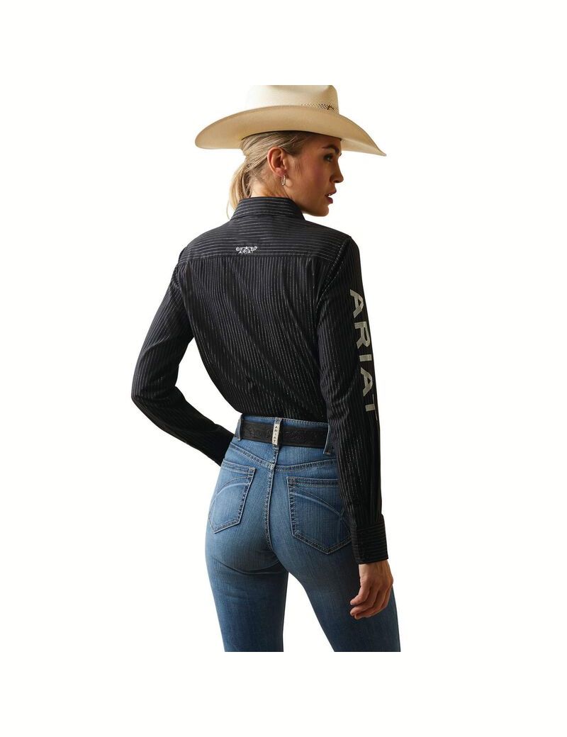 Ariat Team Kirby Stretch Shirt Black W/ Silver Lurex | TRUSFX-602